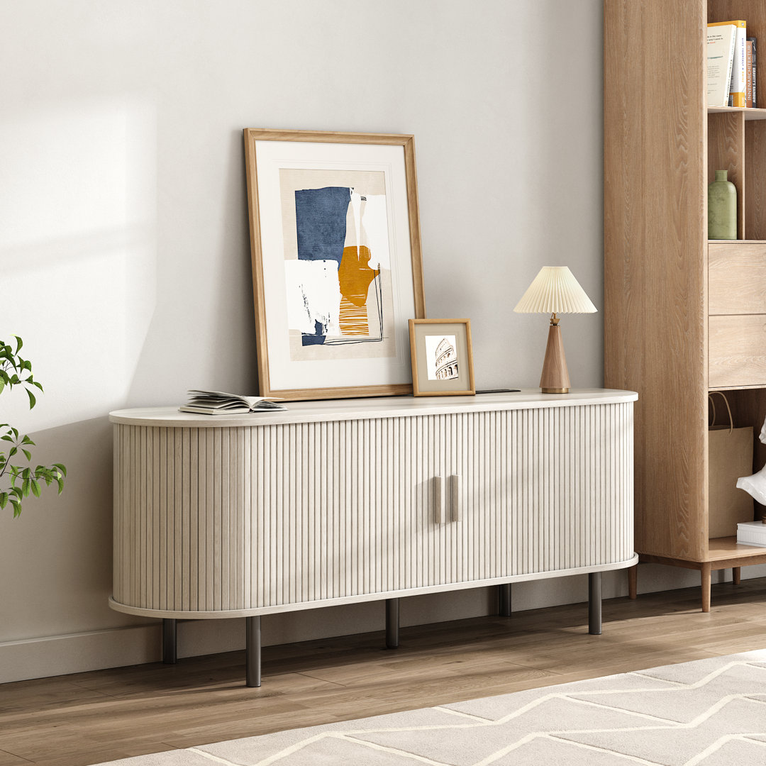 Jalonda Modern Wood TV Stand with Storage and Shelves 